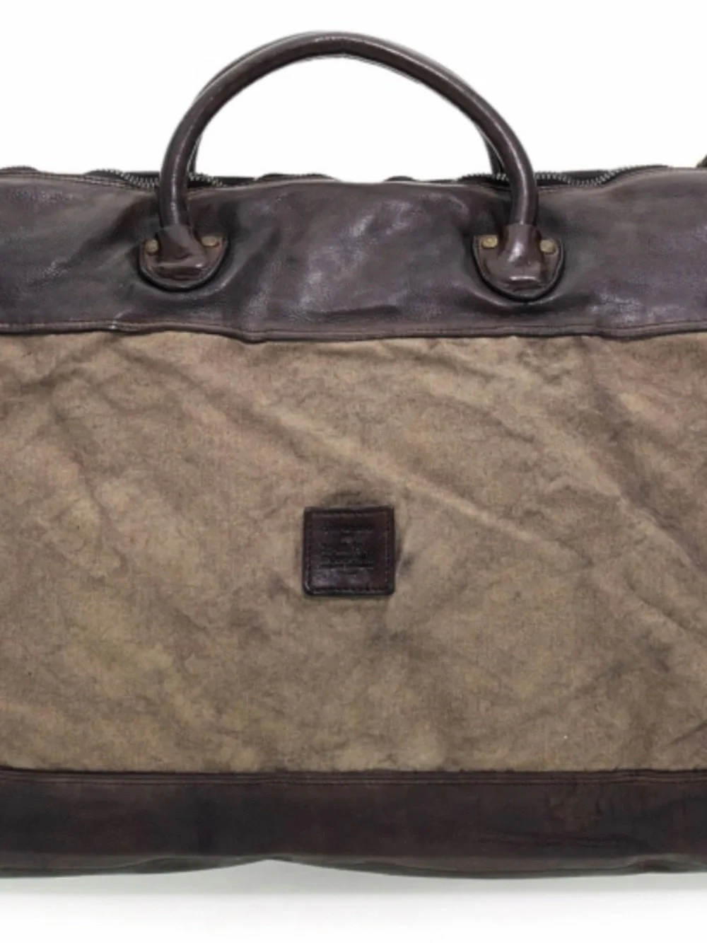 Campomaggi Nelson Brown Leather & Canvas Messenger Bag with Adjustable Strap